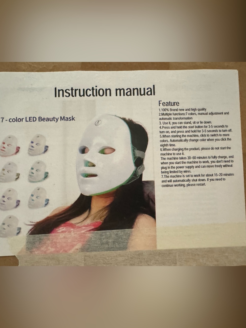 7-Color LED Facial Therapy Mask — White